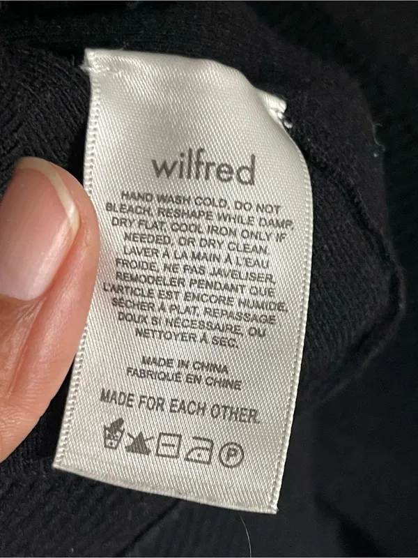 WILFRED Black Button-Front Cropped Puff Sleeve Cardigan Sweater Sz L - Image 9