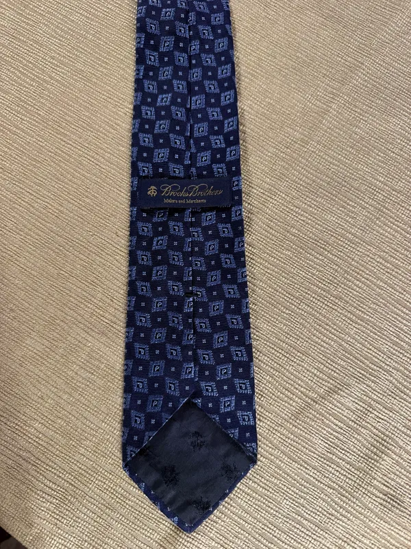 Brooks Brothers Men’s Tie Navy Blue Geometric Makers and Merchants 59.5” - Image 7