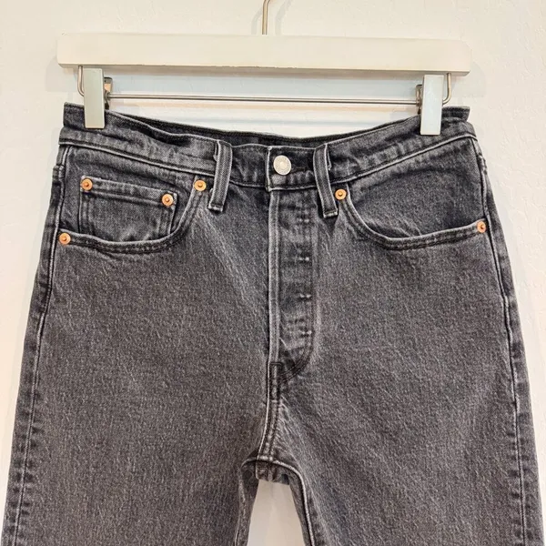 Levis 501 Jeans Size 26 Gray Faded Black High Rise Button‎ Fly Grunge Indie - Image 2