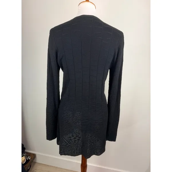 Raey Black Organic Cotton Textured Pointelle Crochet Knit Sweater‎ Dress Italy - Image 2