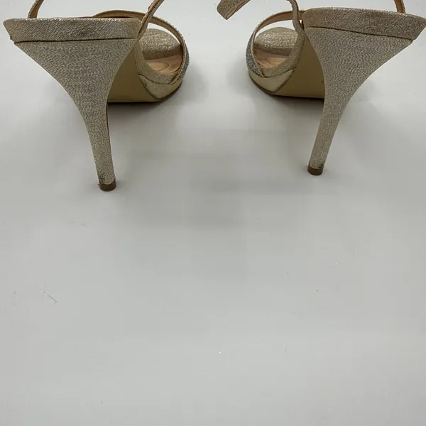 Badgley Mischka American Glamour Strappy Gold Rhinestone Embellished Heels Sz 10 - Image 4