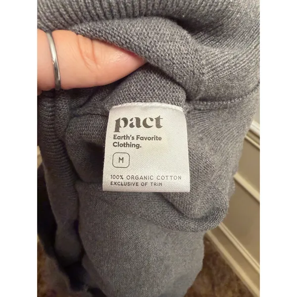 Pact Johnny Collared Polo Pullover Sweater Eco Gray Organic Cotton Minimalist - Image 7