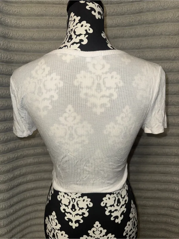 Antistar White Ribbed Cropped Top Size M - Image 4