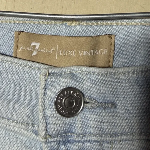 7 For All Mankind‎ High Waist Slim Kick Jeans Women's 27 Distressed Raw Hem - Image 6