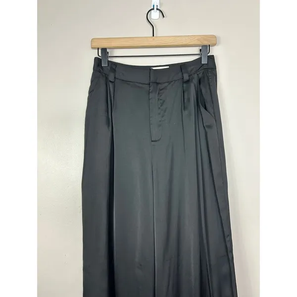 Dissh Rue Black Satin High Waist Wide Trouser Pant 4 - Image 6