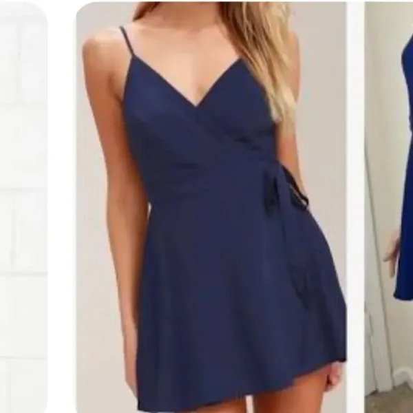 Lulu’s navy blue v-neck skirted S romper - Image 2