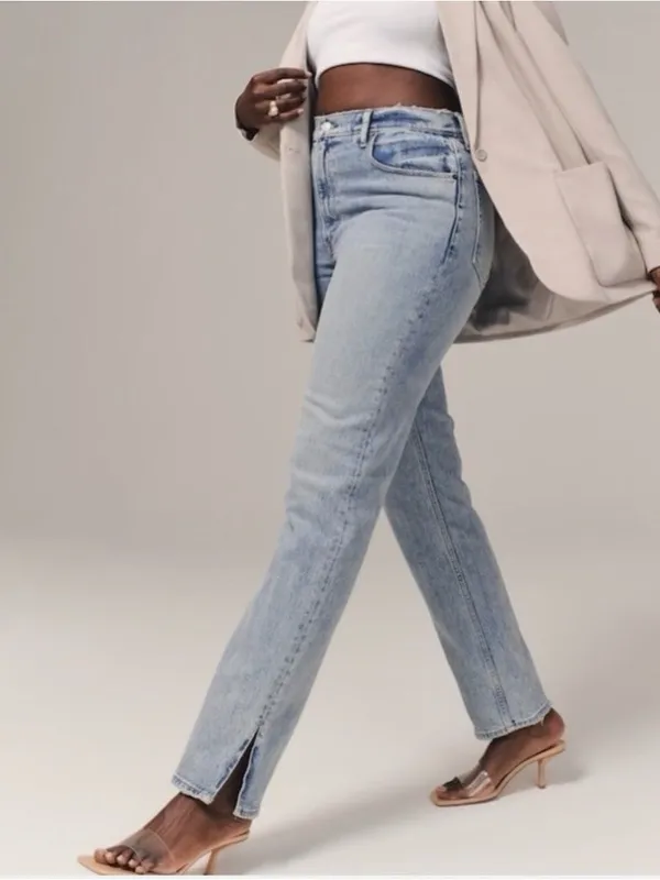 Abercrombie Curve Love Split Hem 90s Straight Ultra High Rise - Image 2