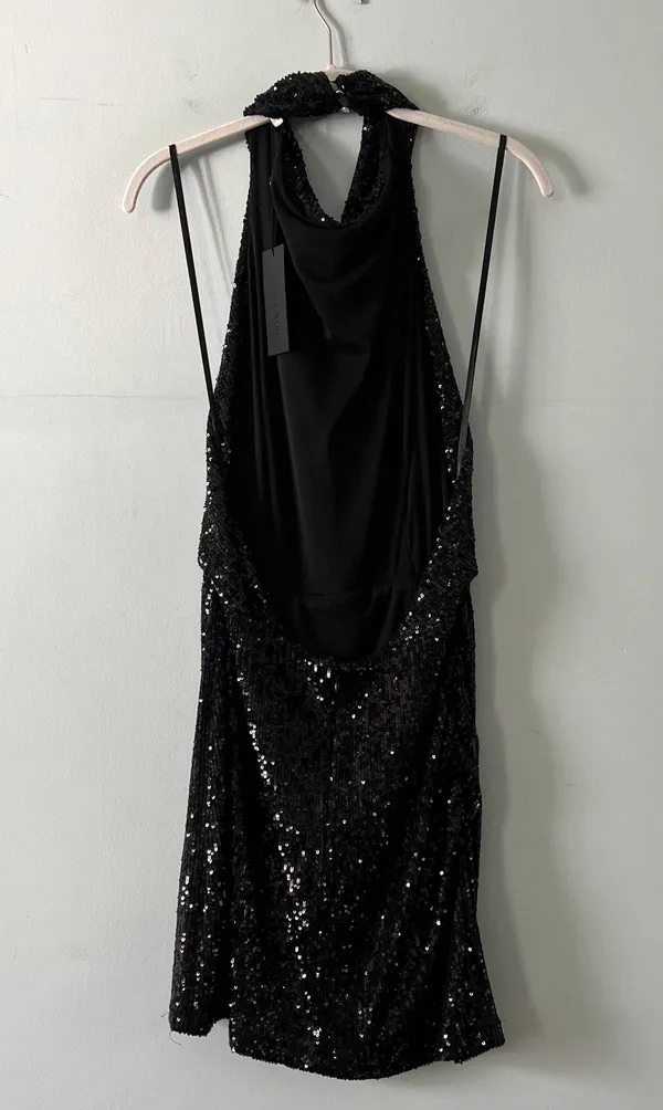 NWT Jada Halter Neck Sleeveless Black Sequin Dress - Image 5