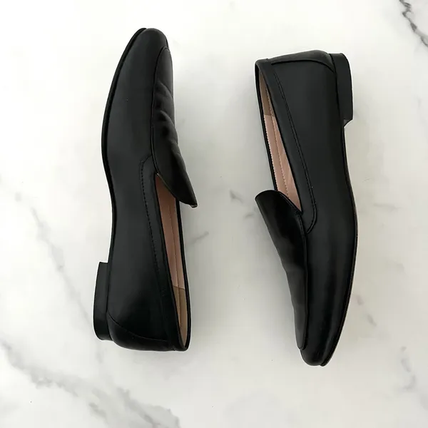 J.Crew Cecile Leather Smoking Slippers Loafers Black 7 Minimalist Classic Flats - Image 4