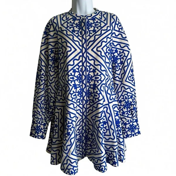 Sézane NWT Alizia Dress Sz 38 Linen Cotton Blend Texuted Embroidered - Image 2