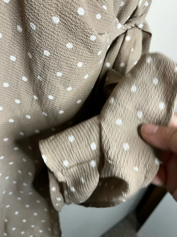 Show Me Your Mumu Elena Brown Polka Dot Faux Wrap‎ Romper - Image 5