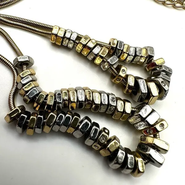 Chico’s gold tone washer beads double strand long necklace - Image 4