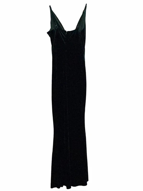 Baltic Born Deep Green Velvet V-Neck Maxi Dress - Image 4