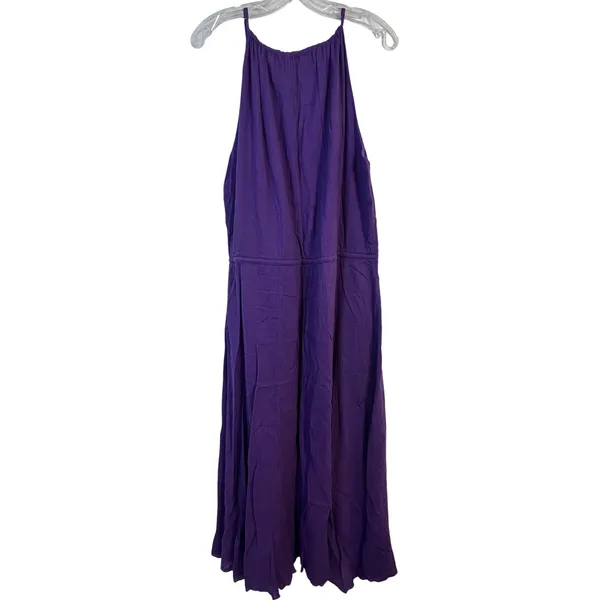 Lauren‎ Ralph Lauren Purple Cotton Gauze Maxi Dress Tie Neck 16 NEW - Image 2