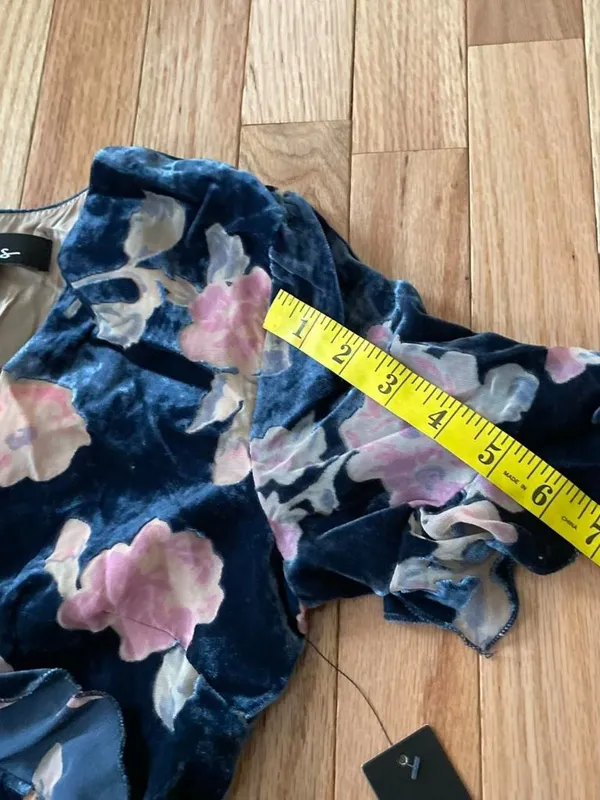 Lulus Floral Velvet Mini Dress Womens Small Blue Pink Romantic Coquette NWT - Image 6