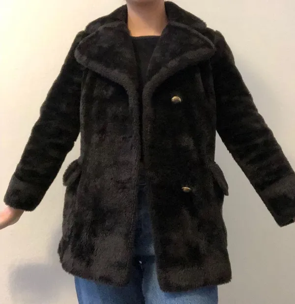 vintage sear’s brown/black fur pea coat - Image 3