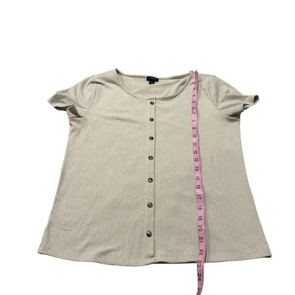ANN TAYLOR beige ribbed top - Image 2