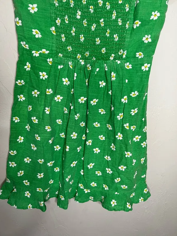Urban Outfitters UO Magpie Off Shoulder Green Daisy‎ Mini Dress - Image 11