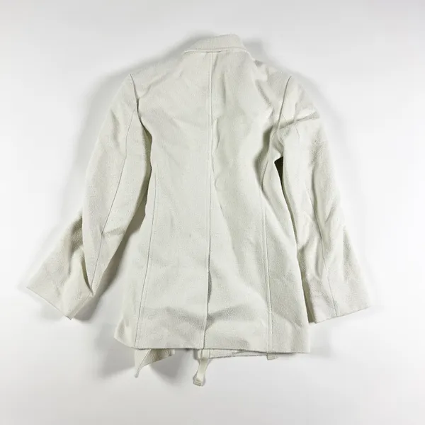 COS Cotton Woven Textured Collared Lapel Wrap Structured Blazer Jacket White 10 - Image 5