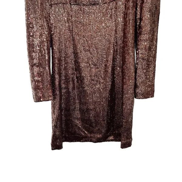 INTERMIX Hilary Rose Gold Sequin Square Neck Long Sleeve Mini Dress Size 0 - Image 8