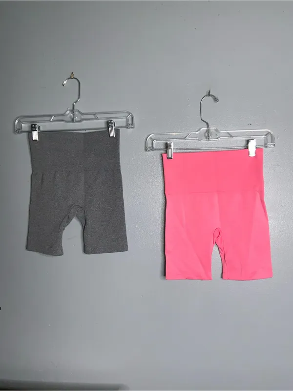 2 Pair Puma Bike Shorts - Pink and Charcoal - Small - Image 5