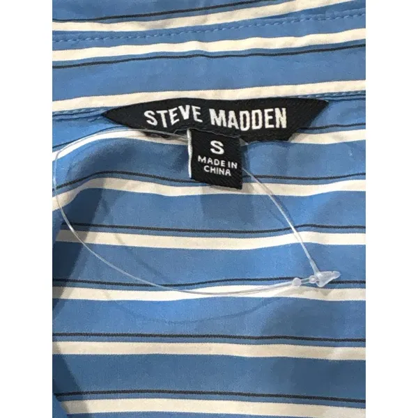 Steve Madden Nadia Dress in Blue Small New Womens Shirtdress Pinstriped - Image 6