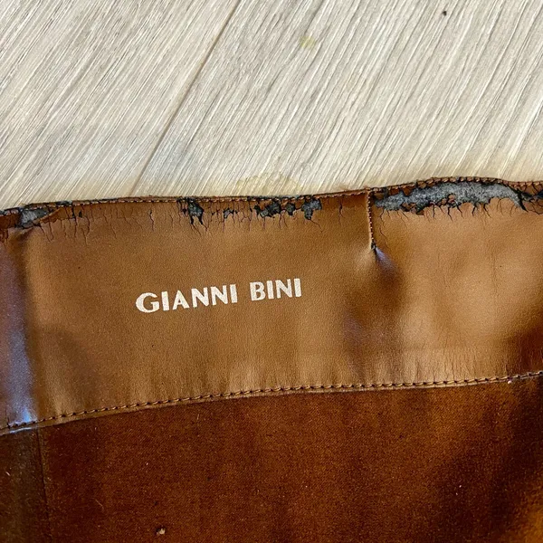 Brown Suede Knee-High Boots with Embroidered Pattern by Gianni Bini - Image 4