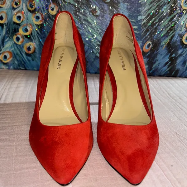 Saks Fifth Avenue Size 6 Burnt Orange Heels - Image 3