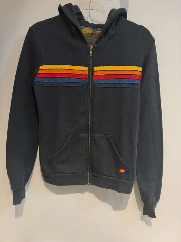 Aviator Nation 5 Stripe Hoodie & Sweatpants Set – Navy – Hoodie XS / Pants S – Preloved - Image 3
