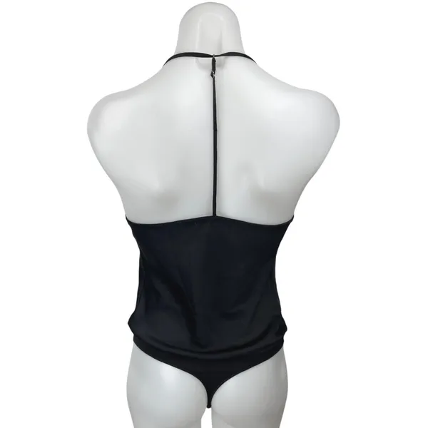 Abercrombie & FItch Black Sleeveless Silk Satin Cowl Neck Bodysuit Tank Top XS - Image 2