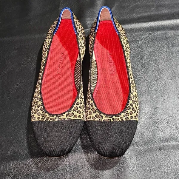Rothy's Womens Little Cat Square Toe Leopard Print Flats Shoes‎ 10.5 - Image 2
