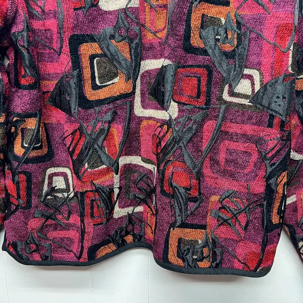 Women's Vintage Tapestry Button Front Long Sleeve Blazer Size Large - Image 7