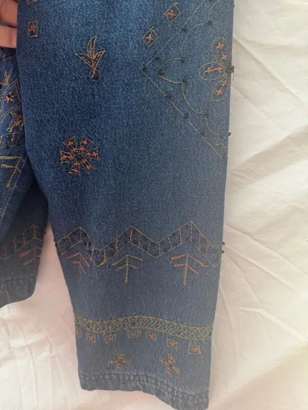 New Direction Vintage Boho Denim Jacket with Embroidery - Dark Blue - Image 5