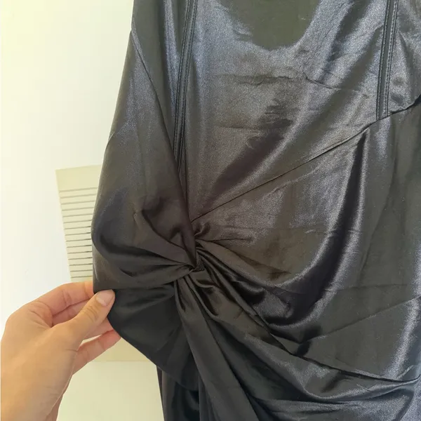 Peppermayo Black Satin Evening Gown - Elegant Ruched Maxi Dress - Image 3