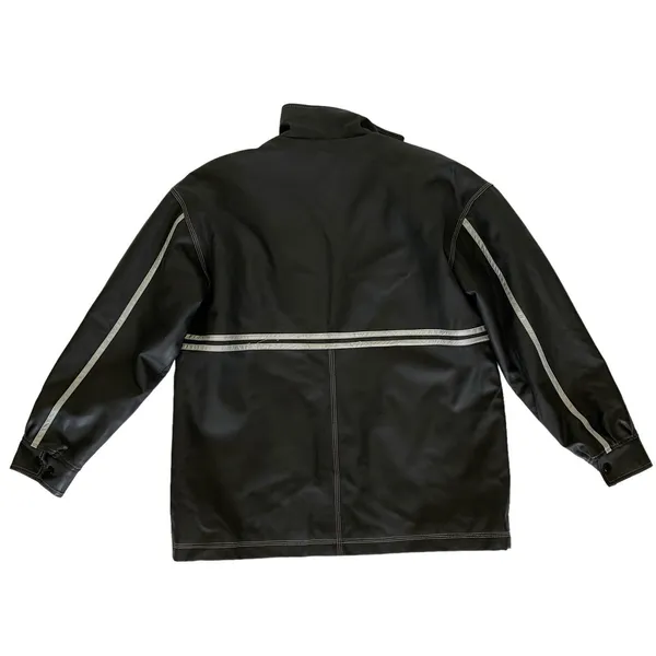 Lounge Lizard Jacket Medium Black Gray Moto Biker‎ Streetwear Edgy - Image 8