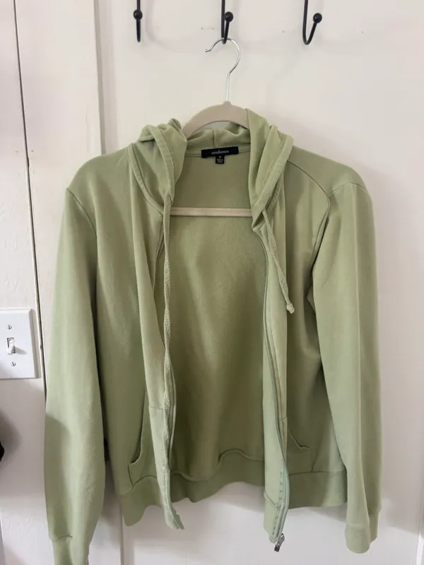 Green Zip up Hoodie Size M - Image 3