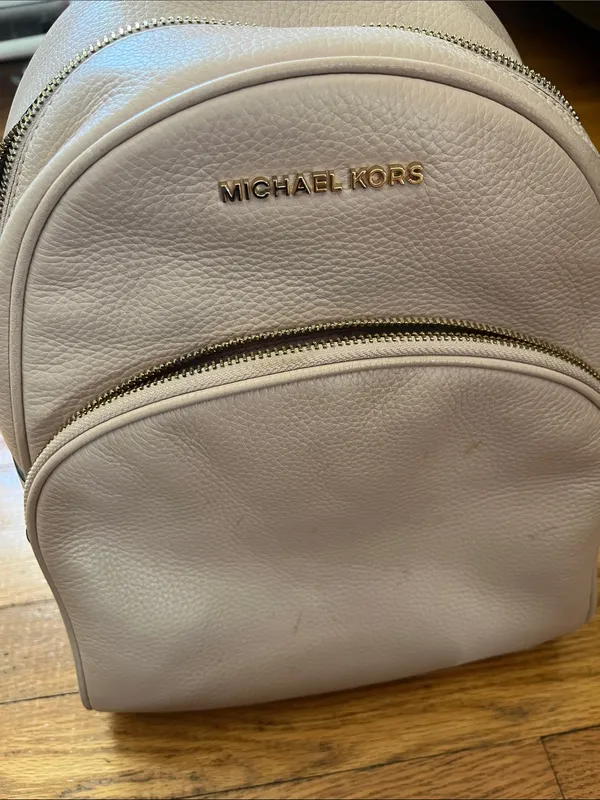 Michael Kors Light Pink Pebbled Leather Backpack with Gold Logo - Image 2