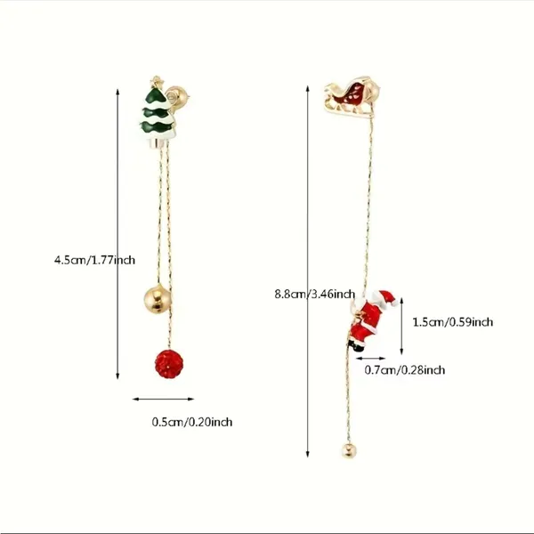 Santa Claus Threader Earrings Cute Retro Asymmetrical Climbing Santa Claus‎ - Image 8