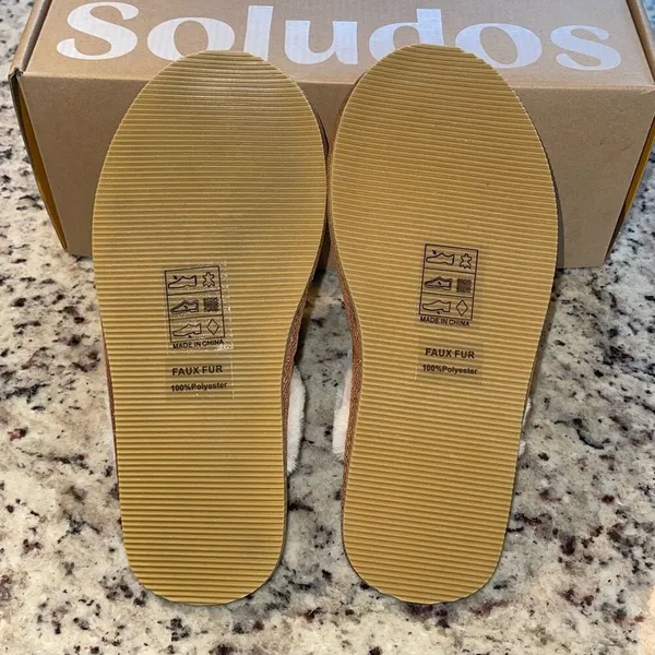 Soludos Cozy‎ Wink Slippers Suede Faux Fur Tan NIB Size 7 - Image 6