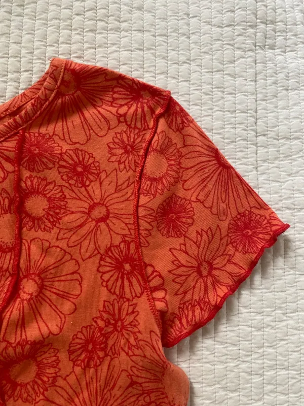 Orange hibiscus Hawaiian floral baby tee - Image 3
