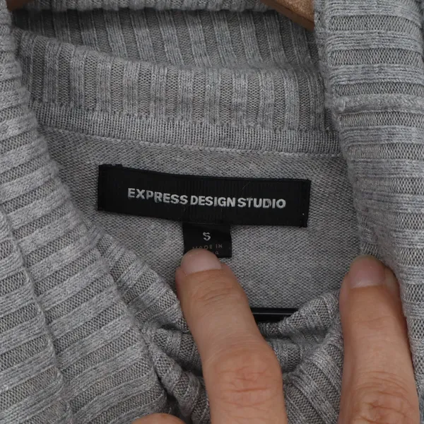 Express Sweater Womens S Design Studio Grey 3/4 Sleeve Turtleneck Excellent - Image 2