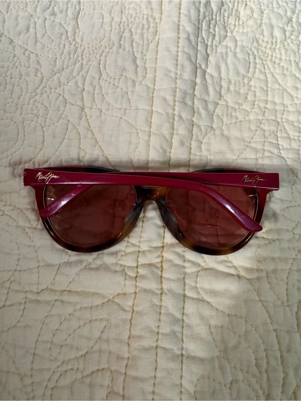 Maui Jim Sunshine Two-Tone Cat Eye Sunglasses in Burgundy Red and Brown - Image 2