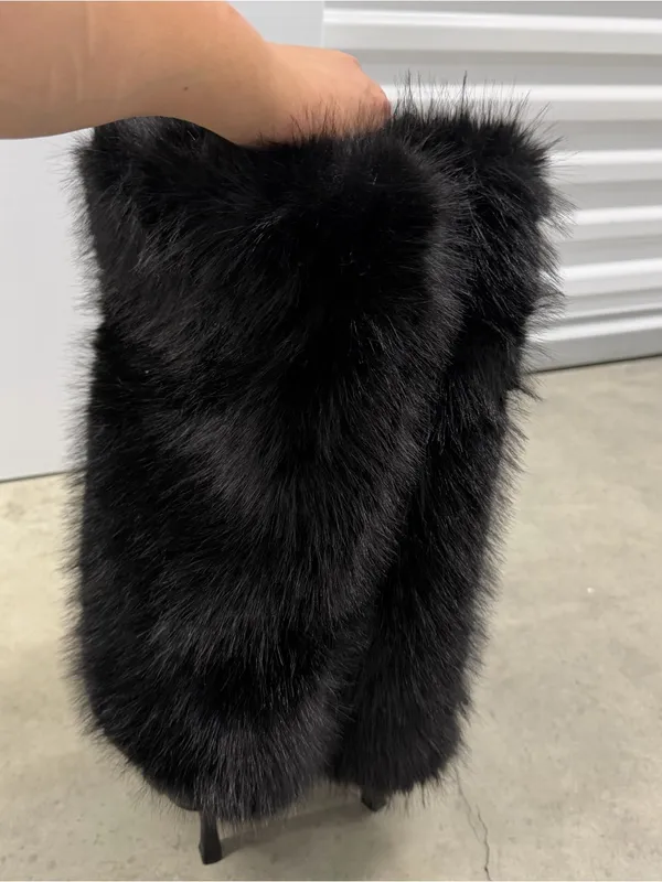 Black‎ Faux Fur Tall Boot Covers Black Size 8 - Image 2