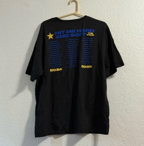 Women's Billie Eilish Tour Oversized Short Sleeve Graphic T-Shirt Black L - Image 4