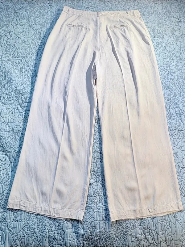 💥Reformation Mason Pleated Pants Ivory Tencel High Rise Wide Leg Sz 18🧡 - Image 4
