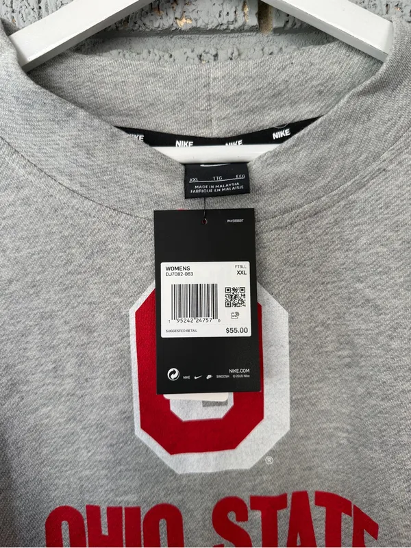 NWT Nike Mockneck Ohio State Buckeyes Crewneck Sweatshirt Size XXL Gray - Image 4