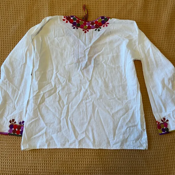 Embroidered linen tunic White Size M - Image 5
