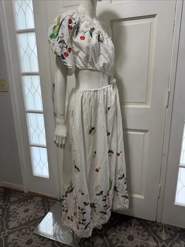 FARM RIO Pitanga Embroidery One Shoulder Cut Out Maxi Dress Size S- $325 MSRP - Image 11
