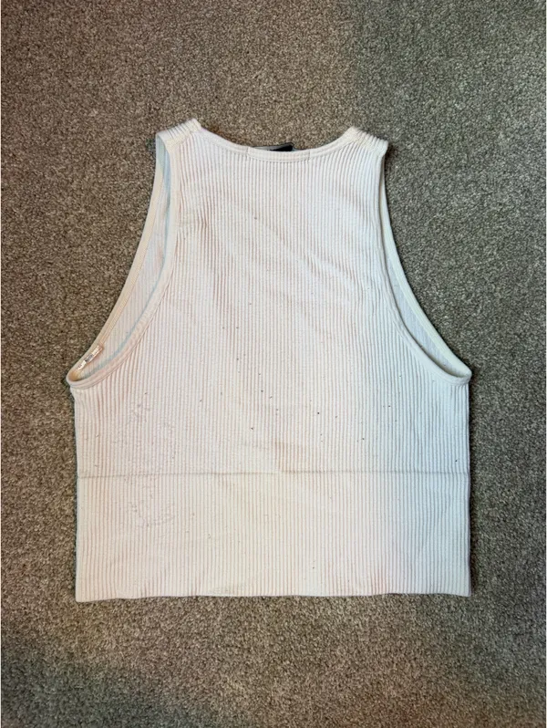 Forever 21 White Ribbed V Neck Crop Top - Image 2