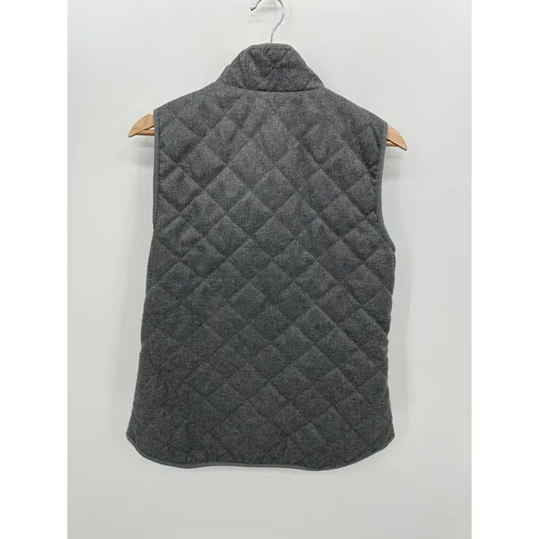 Old Navy Gray Quilted Vest Women Sz M Full Zip Winter Neutral Minimal‎ Lined - Image 2